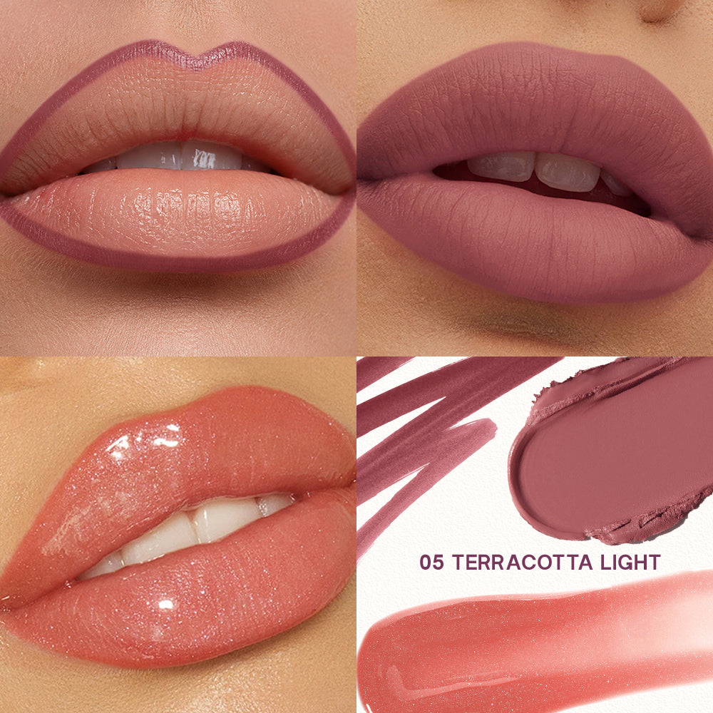 Shade 05 Terracotta Light - Pudaier 3-in-1 Lip Makeup Set