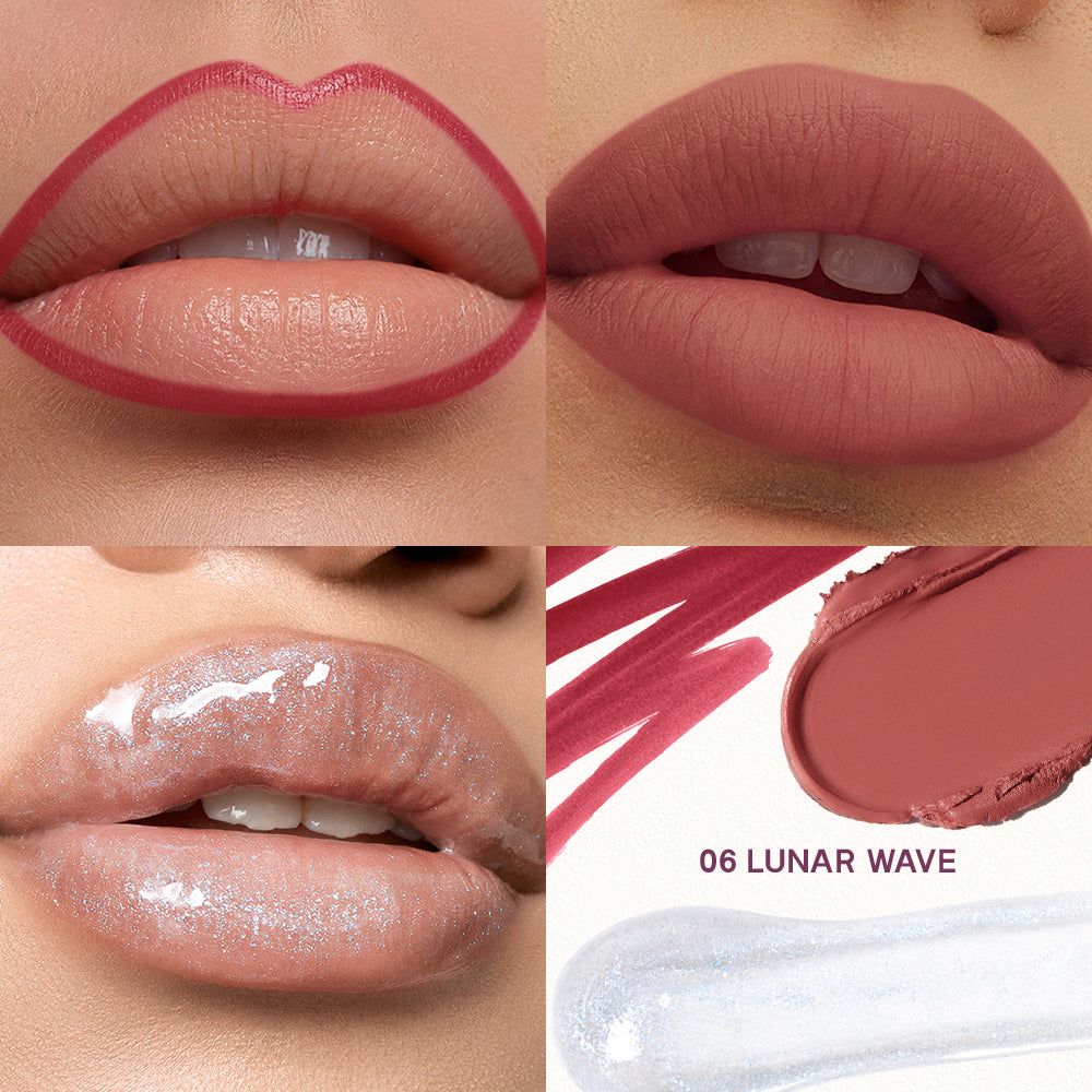 Shade 06 Lunar Vain - Pudaier 3-in-1 Lip Makeup Set   