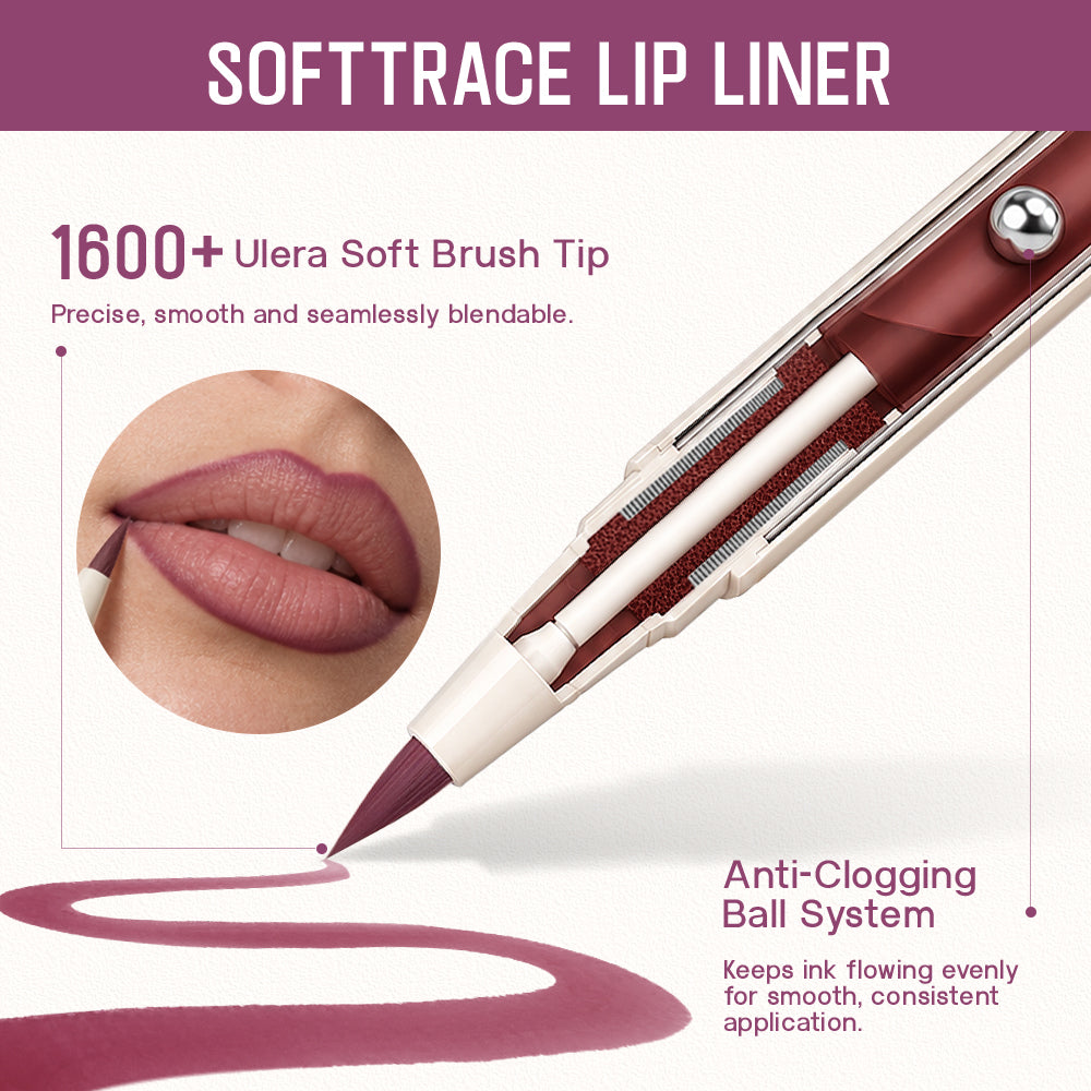 Pudaier soft trace lip liner pen with micro-brush tip and swatch
